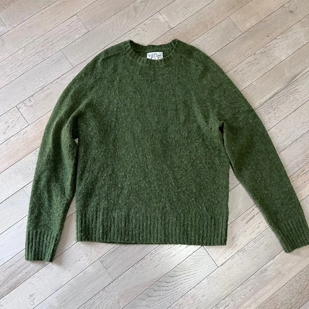 J.Crew 100% Wool Crewneck Sweater Olive Green Size Small - Picture 1 of 12